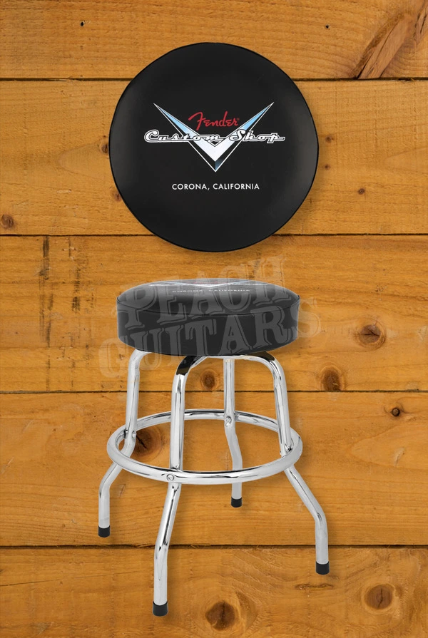 Fender Custom Shop Chevron Logo Barstool - Black/Chrome - 24"