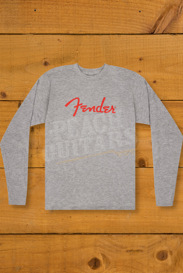 Fender Lifestyle | Spaghetti Logo Long Sleeve T-Shirt - Heather Grey