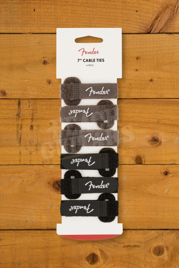 Fender 7" Cable Ties - 6-Pack - Black & Brown