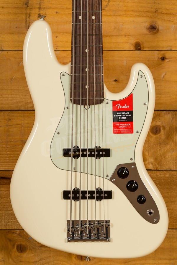 Fender American Professional Jazz Bass V | 5-String - Rosewood - Olympic White