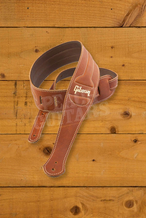 Gibson The Classic Brown Leather Guitar Strap - Suede Back