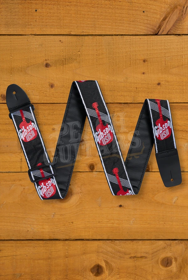 Gibson The USA Woven Guitar Strap with Logo - Red - 2"