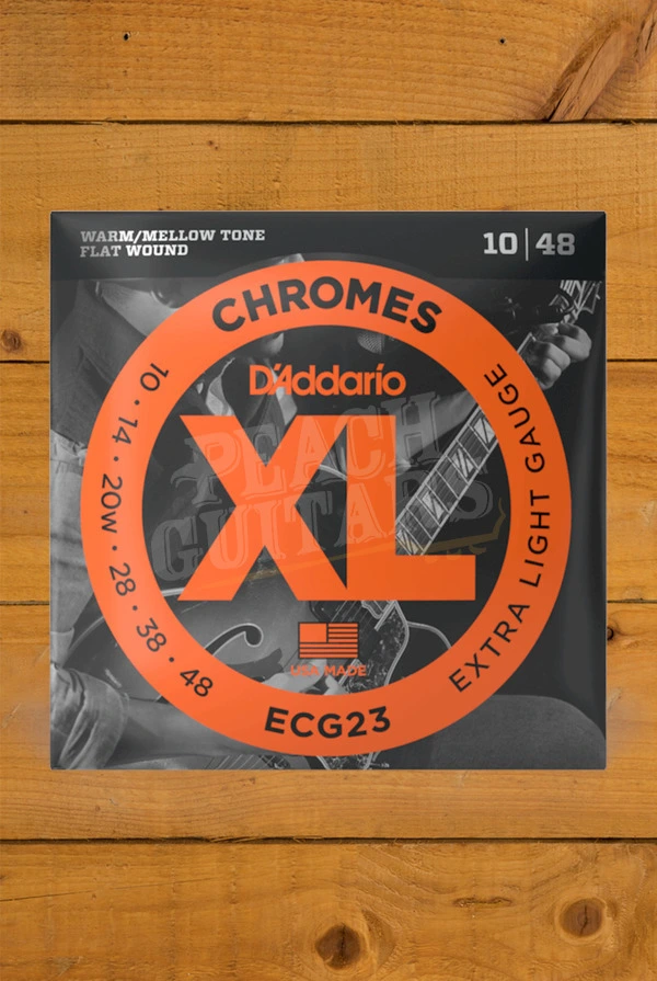 D'Addario ECG23 Chromes Flat Wound Electric Guitar Strings - 10-48