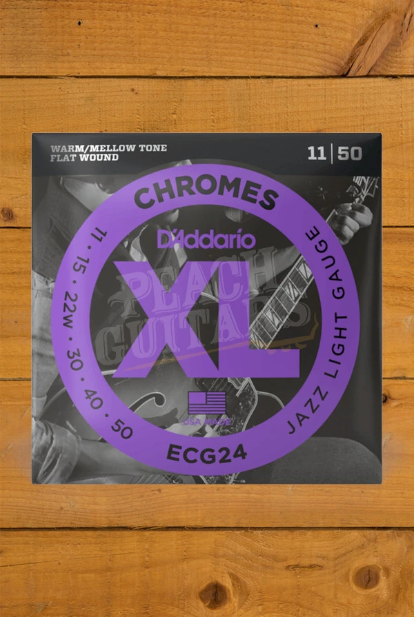 D'Addario ECG24 Chromes Flat Wound Electric Guitar Strings - 11-50