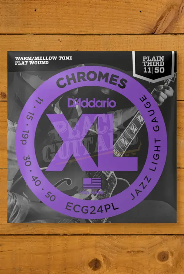 D'Addario ECG24PL Chromes Flat Wound Electric Guitar Strings - 11-50