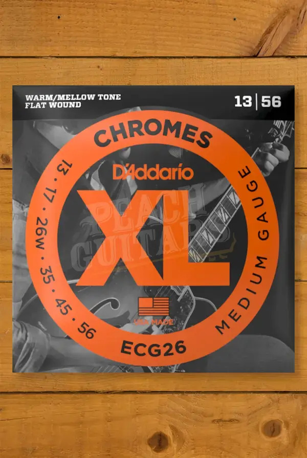 D'Addario ECG26 Chromes Flat Wound Electric Guitar Strings - 13-56 w/Wound Third