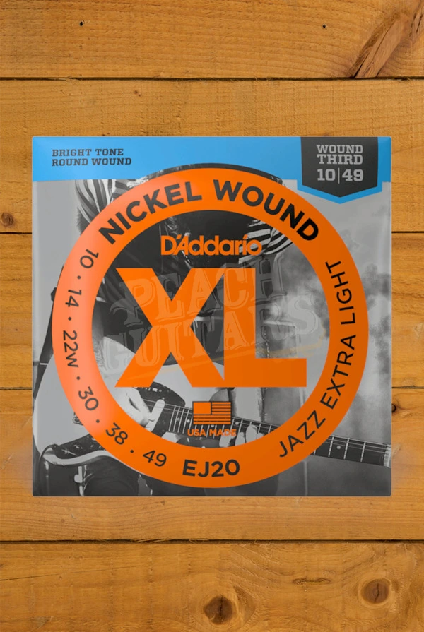 D'Addario EJ20 Nickel Wound Electric Guitar Strings - Wound Third 10-49