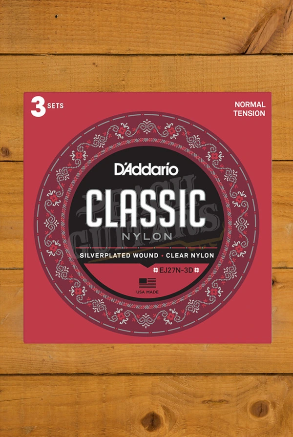 D'Addario EJ27N Nylon Classical Guitar Strings - Normal Tension - 3-Pack