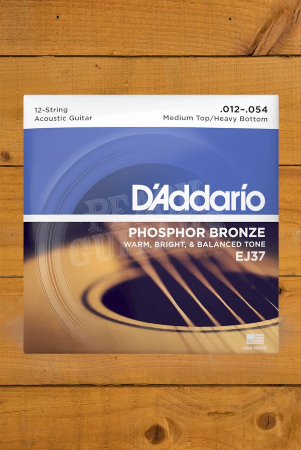 D'Addario EJ37 Phosphor Bronze 12-String Acoustic Guitar Strings - 12-54