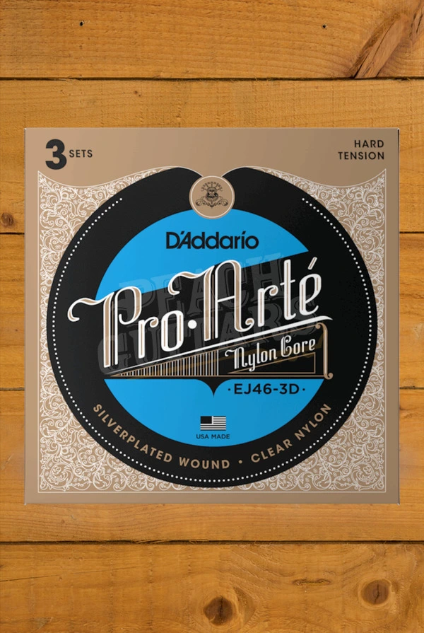 D'Addario EJ46 Nylon Classical Guitar Strings - Hard Tension - 3-Pack