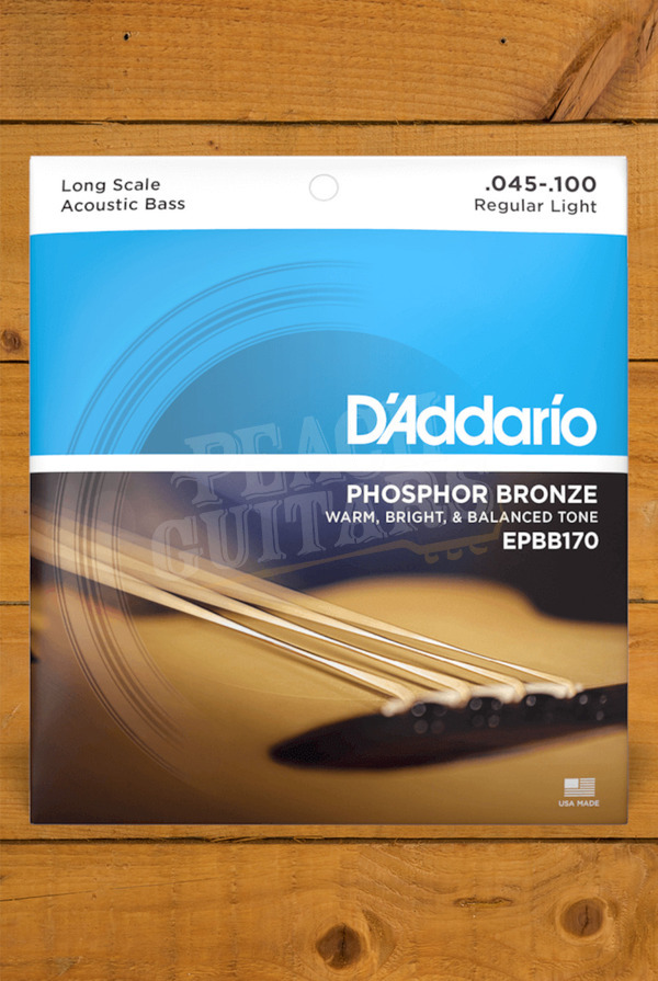 D'Addario Acoustic Bass Strings | Phosphor Bronze - Light - 45-100 - Long Scale