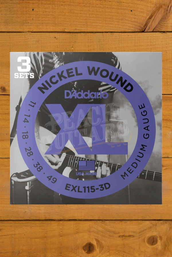 D'Addario EXL115 Nickel Wound Electric Guitar Strings - 11-49 - 3-Pack
