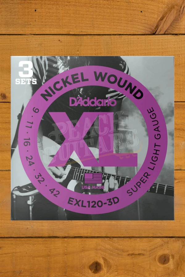D'Addario EXL120 Nickel Wound Electric Guitar Strings - 9-42 - 3-Pack