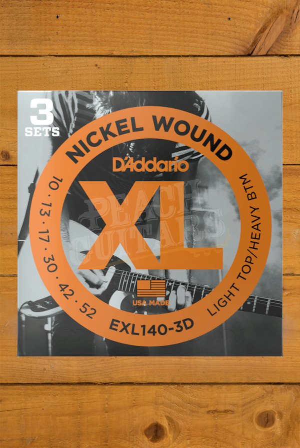 D'Addario Electric Strings | Nickel Wound - Light Top/Heavy Bottom - 10-52 - 3-Sets