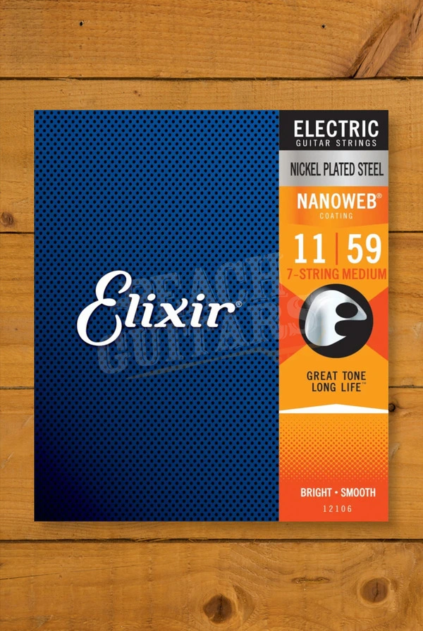 Elixir Nanoweb Coated Nickel Plated Steel 7-String Electric Guitar Strings - 11-59