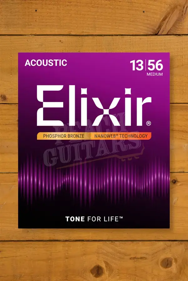 Elixir Nanoweb Coated Phosphor Bronze Acoustic Guitar Strings - 13-56