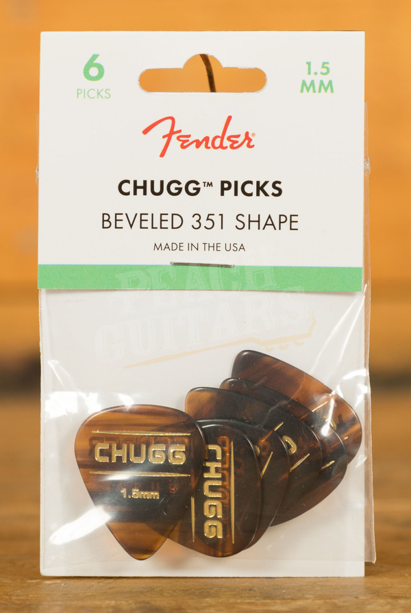 Fender Accessories | Cellulose Acetate Chugg 351 Picks - Tortoise Shell - 1.5mm - 6-Pack