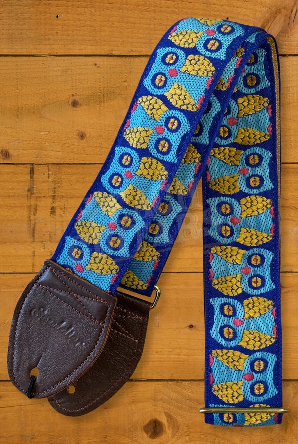 Souldier Classic Guitar Strap - Owls - Blue/Gold