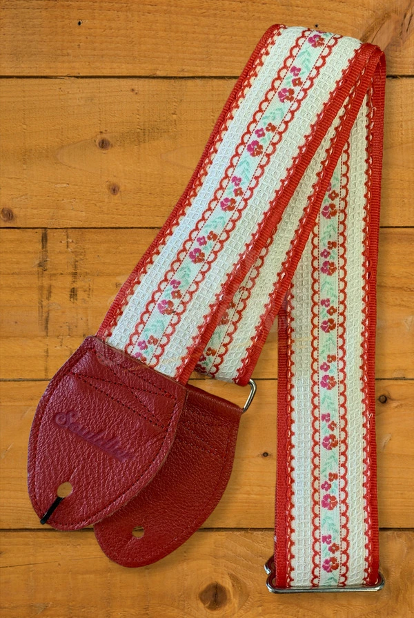 Souldier Classic Guitar Strap - Freesia - Red/Pink/White w/Red Ends