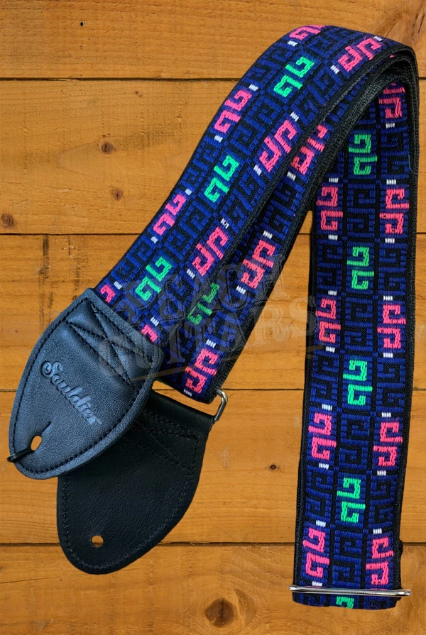 Souldier Classic Guitar Strap - Rosewell Squiggles - Navy On Black