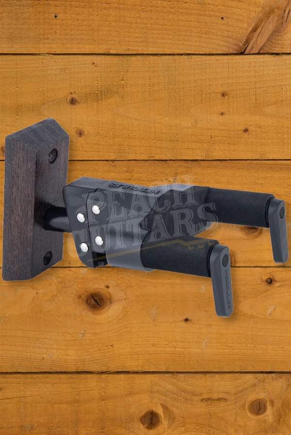 Hercules Auto Grip System (AGS) Guitar Hanger - Dark Wood Base - Short Arm