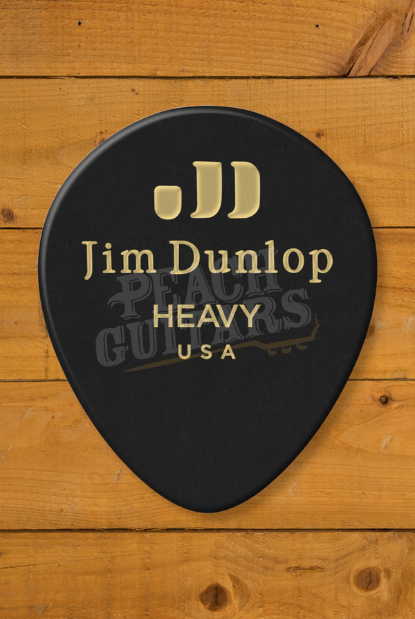 Dunlop 485-03HV | Celluloid Black Teardrop Pick - Heavy - 12 Pack