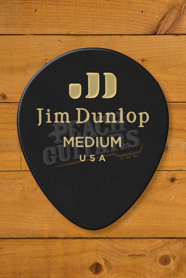 Dunlop 485-03MD | Celluloid Black Teardrop Pick - Medium - 12 Pack