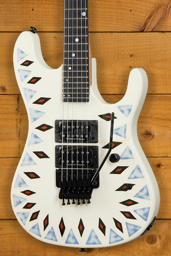 Kramer NightSwan Vintage White Aztec Marble Graphic Peach Guitars
