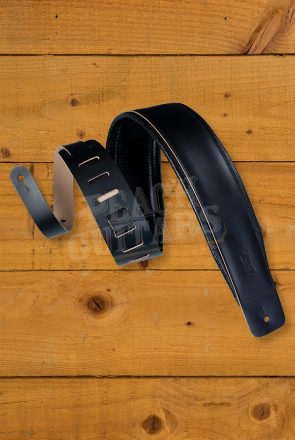 Levy's Larsen Leather Deluxe Series Guitar Strap - Black - 3"