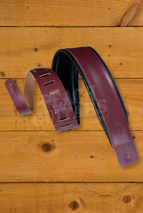 Levy's Larsen Leather Deluxe Series Guitar Strap - Burgundy - 3"