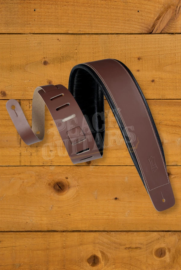 Levy's Larsen Leather Deluxe Series Guitar Strap - Brown - 3"