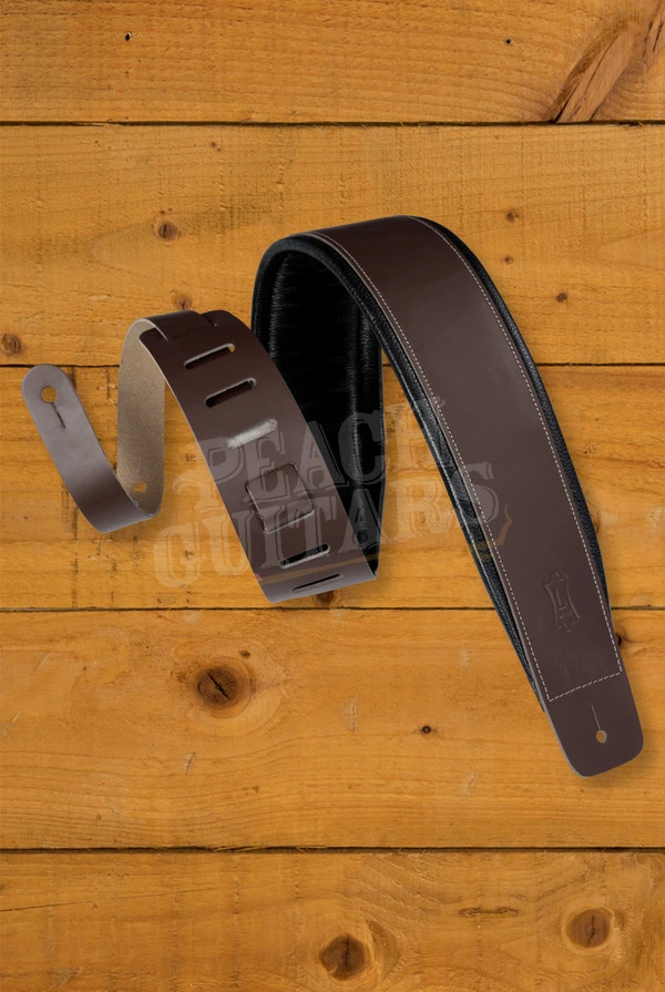 Levy's Larsen Leather Deluxe Series Guitar Strap - Dark Brown - 3"