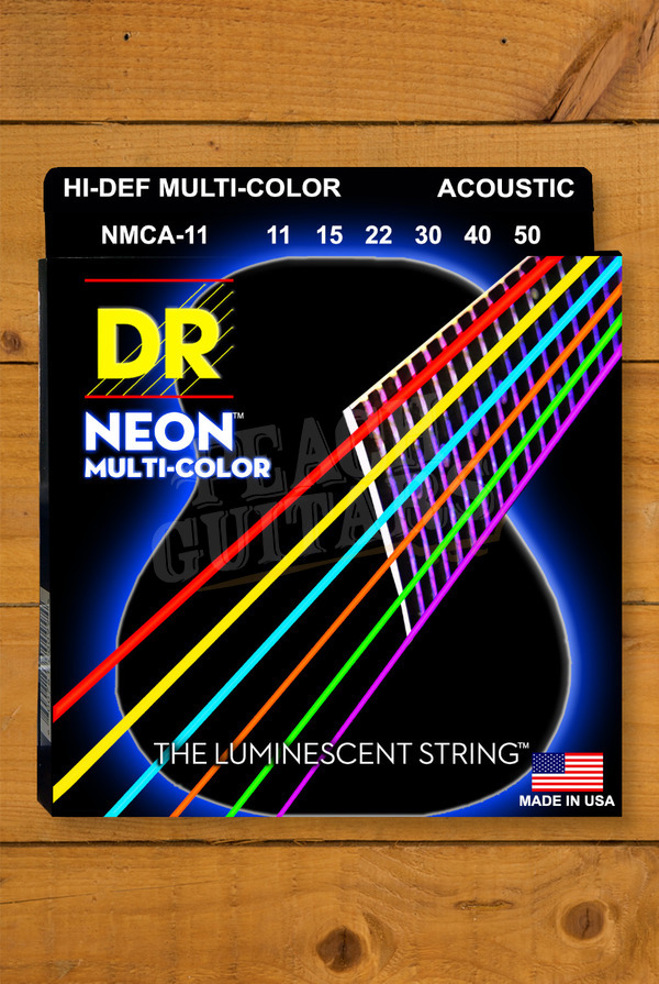 DR HI-DEF NEON MULTI-COLOUR - Coloured Acoustic Guitar Strings | Custom Light 11-50