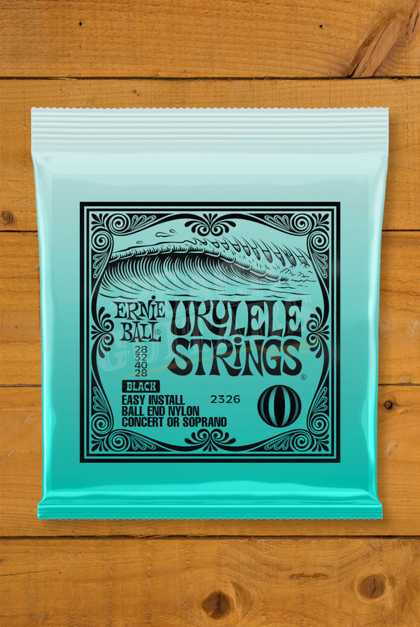 Ernie Ball Ukulele Strings | Concert Or Soprano - Ball End Black Nylon 28-28