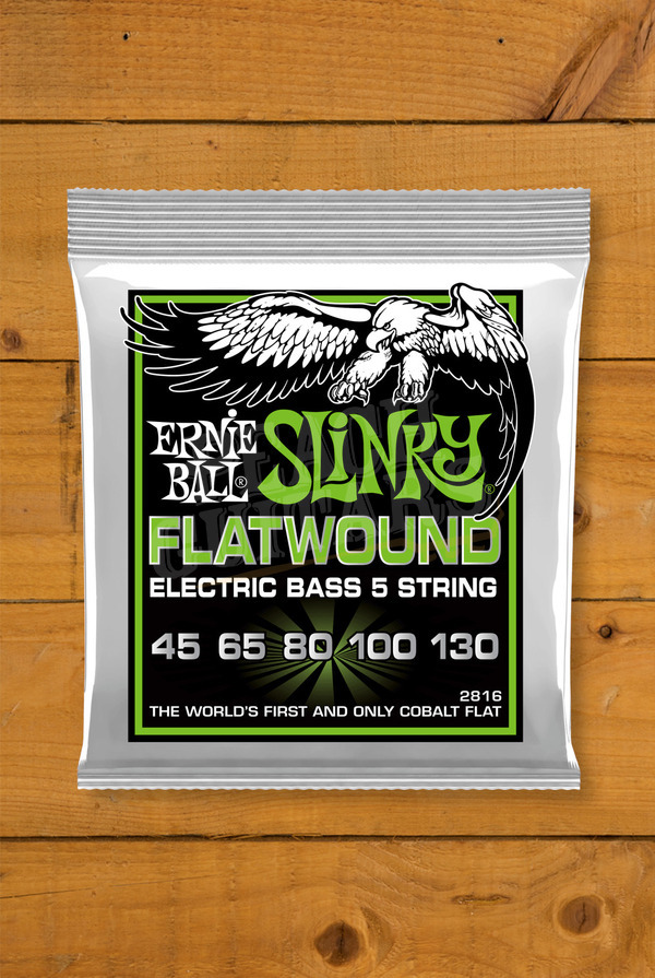 Ernie Ball Bass Strings | 5-String Cobalt Flatwound Regular Slinky 45-130