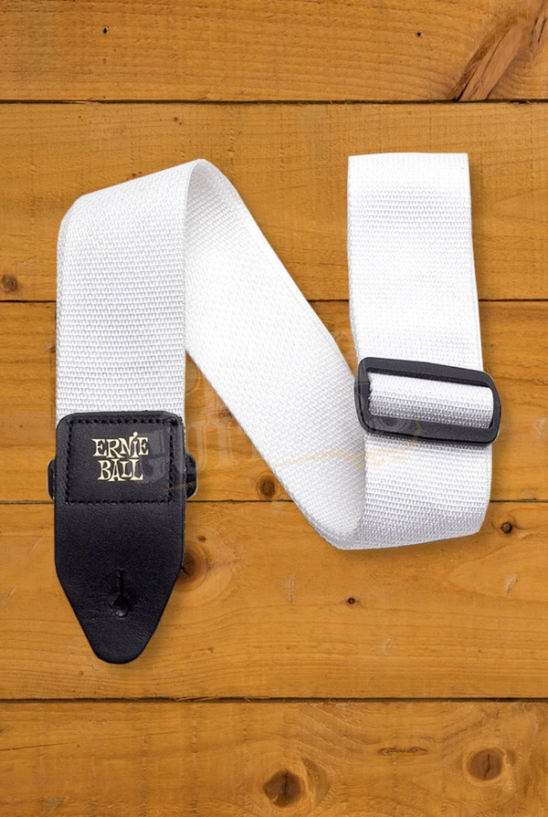 Ernie Ball Polypro Guitar Strap - White with Black Ends