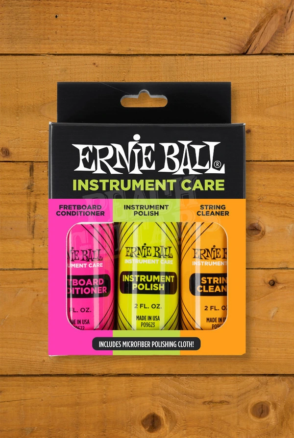 Ernie Ball Instrument Care 3-Pack w/Microfibre Polish Cloth
