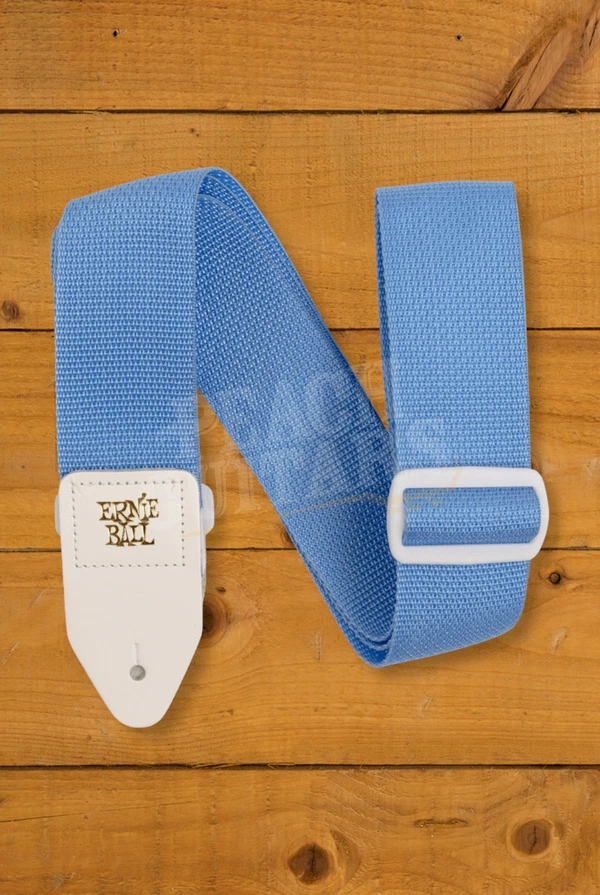 Ernie Ball Polypro Guitar Strap/Bass Strap - Soft Blue w/White Ends