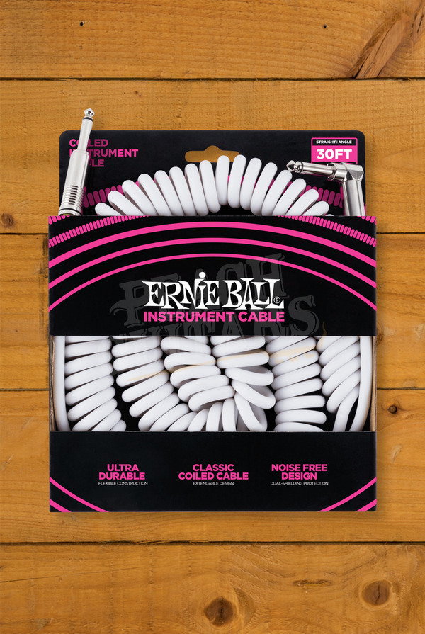 Ernie Ball Accessories | Instrument Cable - White Coiled 30ft