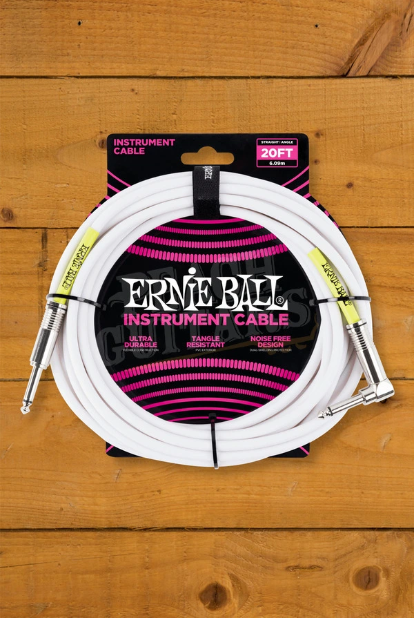 Ernie Ball 6m Angled Classic Instrument Cable - White