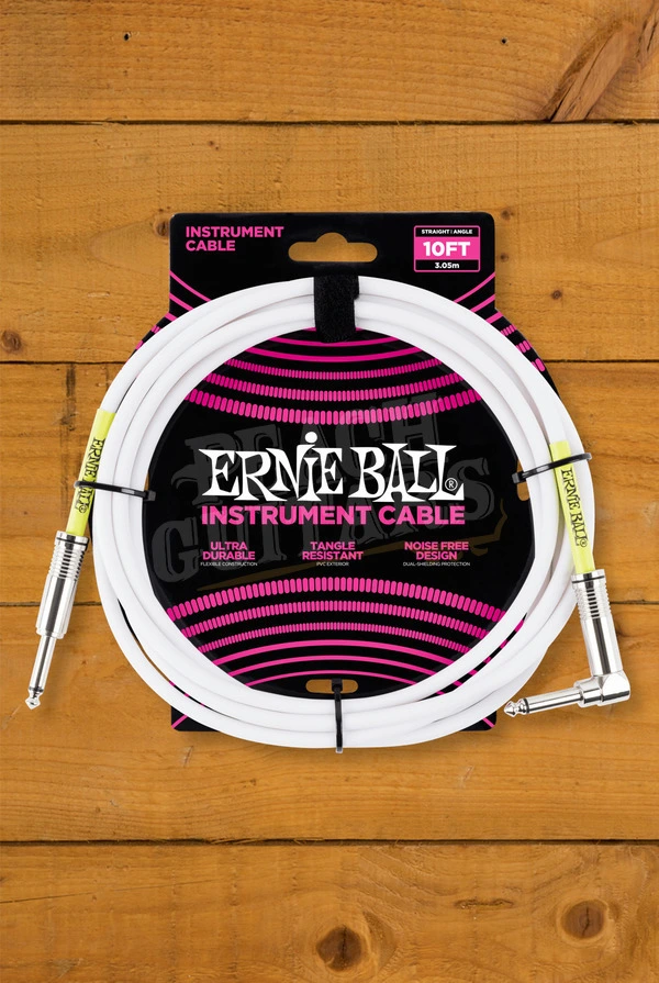 Ernie Ball 3m Angled Classic Instrument Cable - White