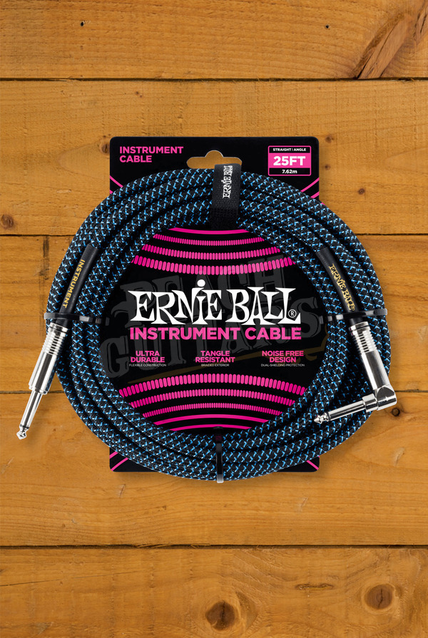 Ernie Ball Accessories | Instrument Cable - Braided Black/Blue 25ft