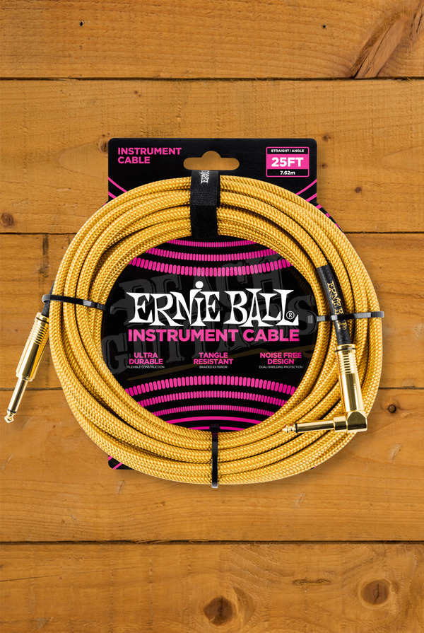 Ernie Ball Accessories | Instrument Cable - Braided Gold 25ft