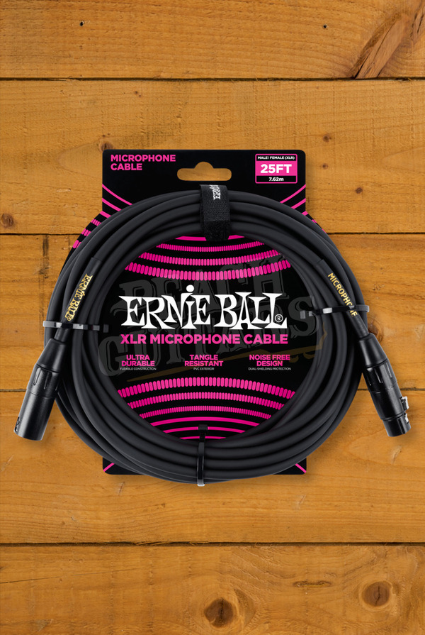 Ernie Ball 7.5m PVC XLR Microphone Cable - Black
