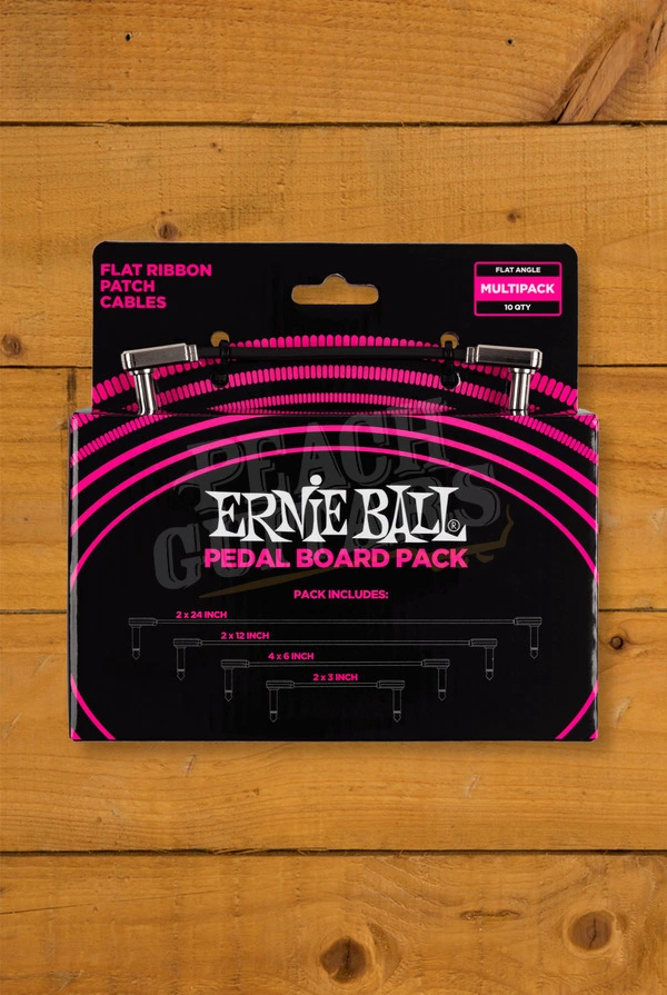 Ernie Ball Angled Flat Ribbon Patch Cable 10-Pack - Black