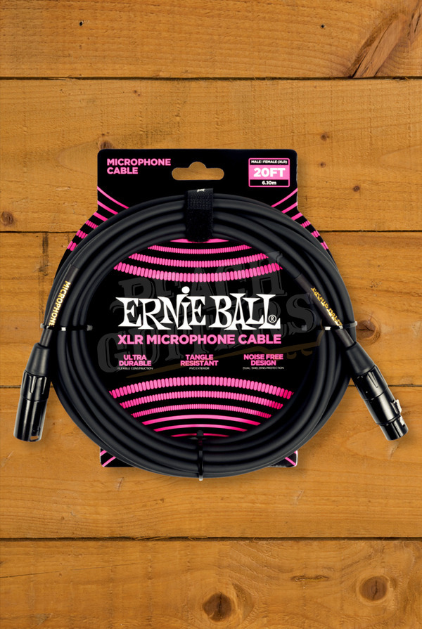 Ernie Ball 6m PVC XLR Microphone Cable - Black
