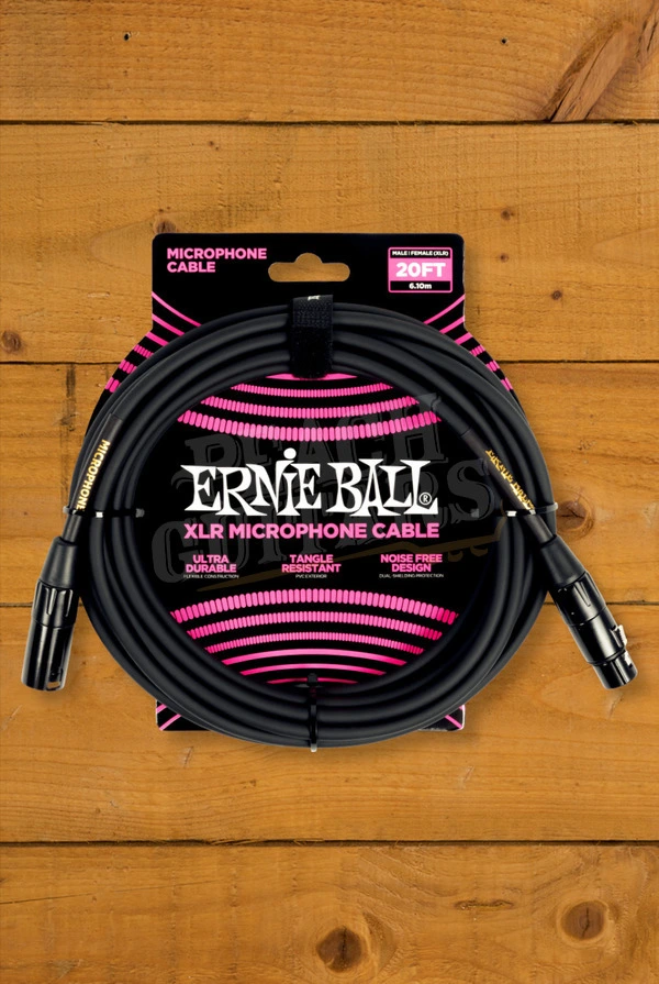 Ernie Ball 6m PVC XLR Microphone Cable - Black