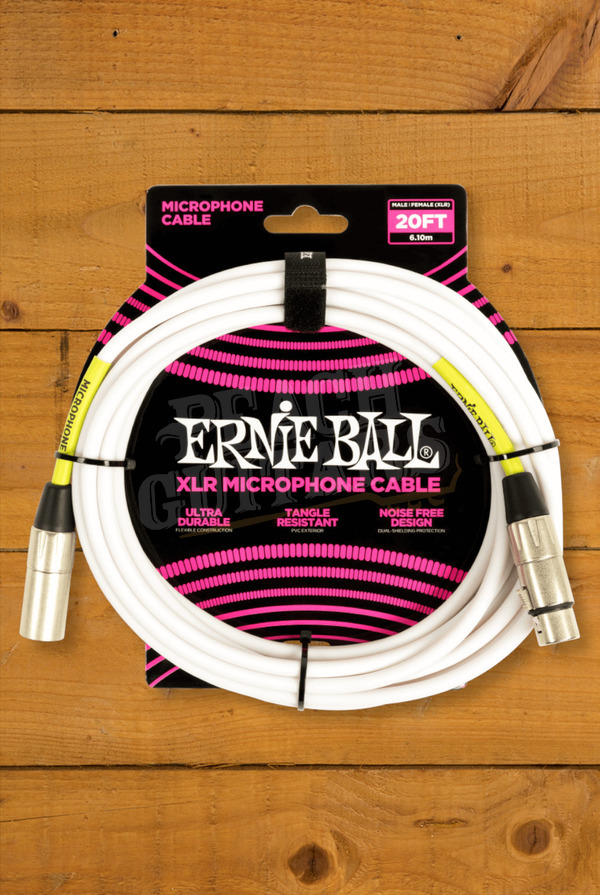 Ernie Ball 6m PVC XLR Microphone Cable - White