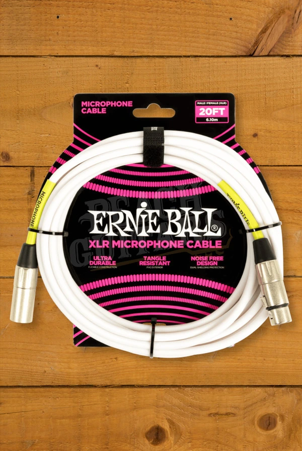 Ernie Ball 6m PVC XLR Microphone Cable - White