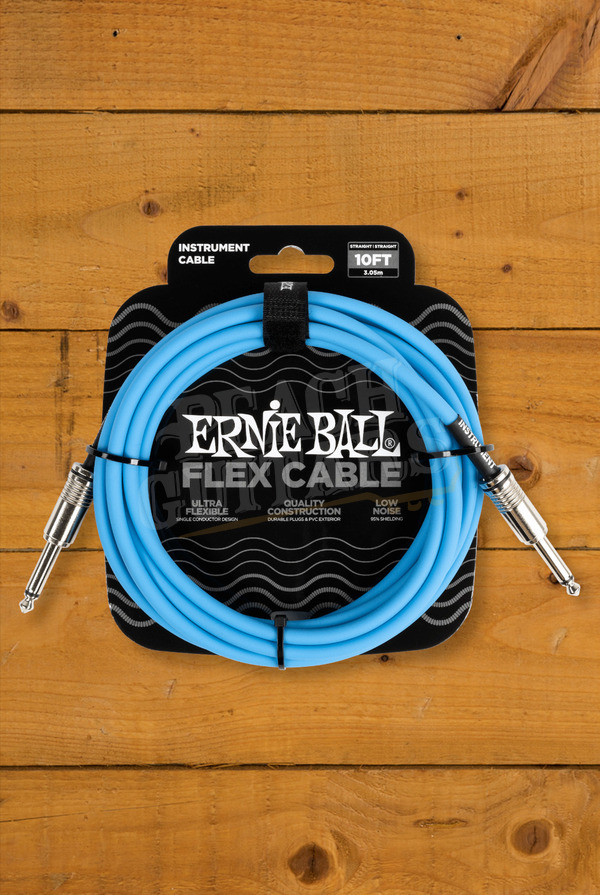 Ernie Ball Flex Instrument Cable | 1/4" - 1/4" - 10' - Blue